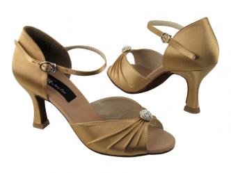 dansschoenen lichtbruin satijn  